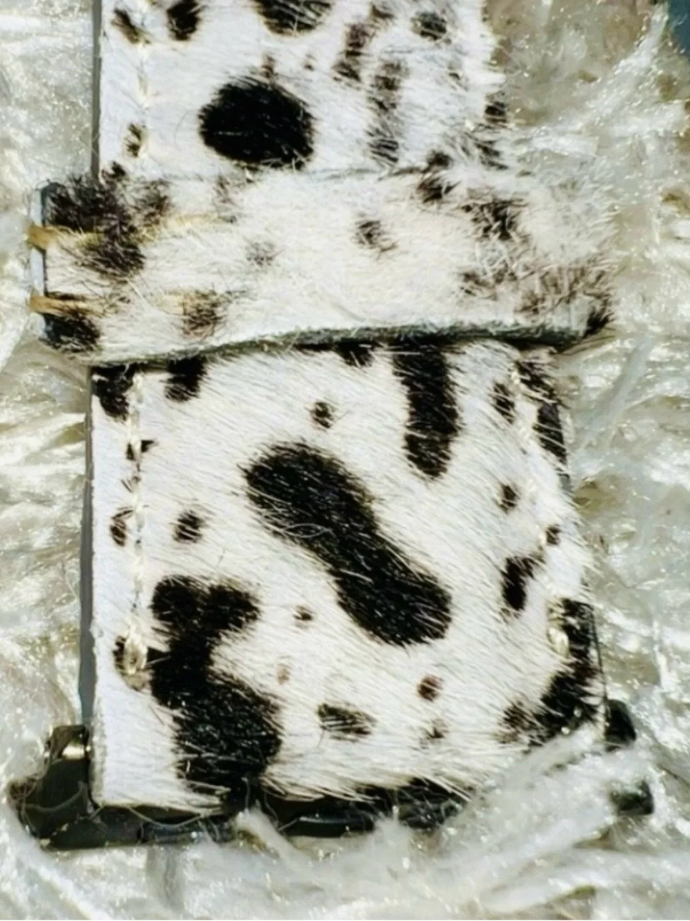 Apple Watch 44mm White Cow Print Faux Fur Watch Band